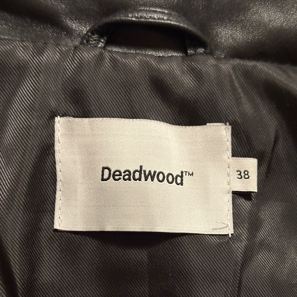 Deadwood Cropped Joan Recycled Leather Motorcycle Jacket 38/6 - Picture 5 of 9